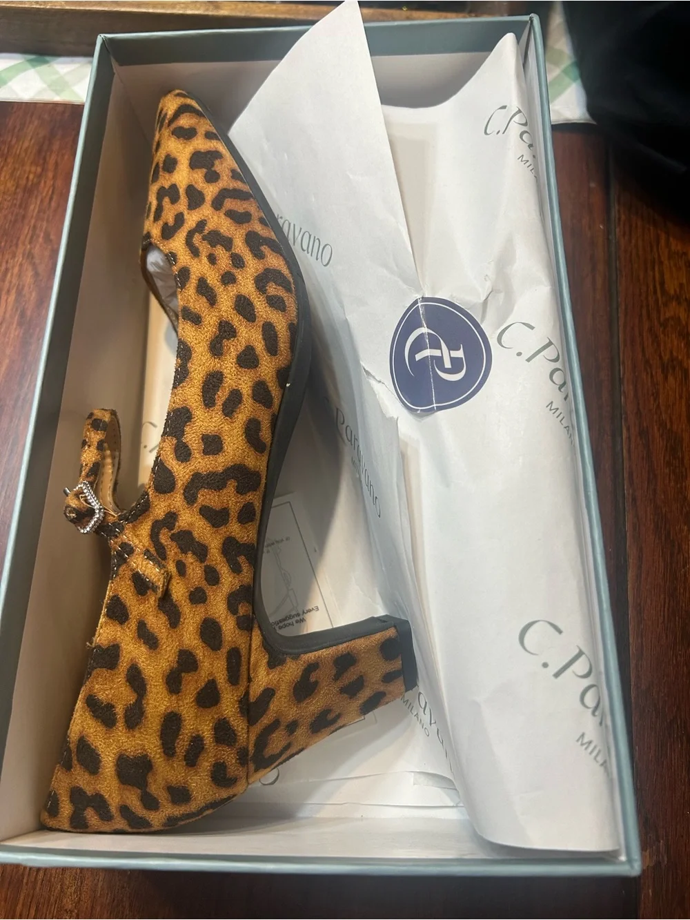 C.Paravano Milano Leopard Print Mary Jane Block Heel Pumps - sz 41 US 11